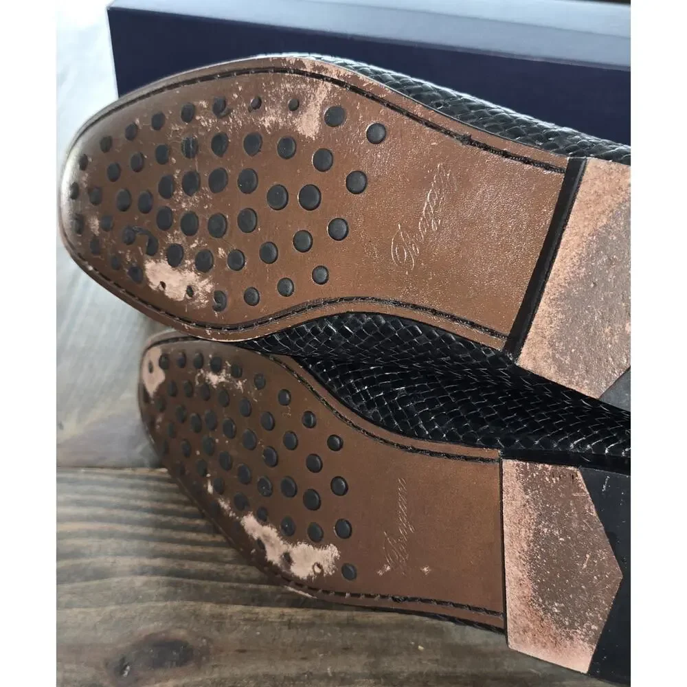 Bragano Cole Haan Men's Lthr Loafers Shoes Sz 11.5 Bellano Venetian Blk Lizard